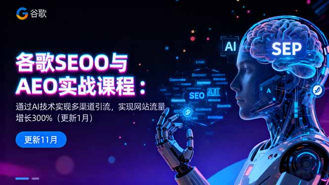 谷歌SEO与AEO实战课程：通过AI技术实现多渠道引流，实现网站流量增长300%-jixi