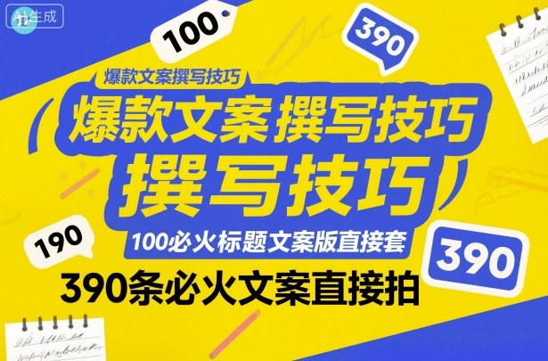 爆款文案撰写技巧，100个必火标题文案模版直接套，390条必火文案直接拍-jixi