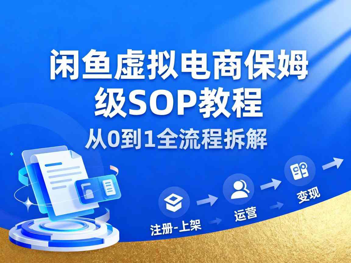 闲鱼虚拟电商，月入轻松过1W，保姆级SOP教程-jixi