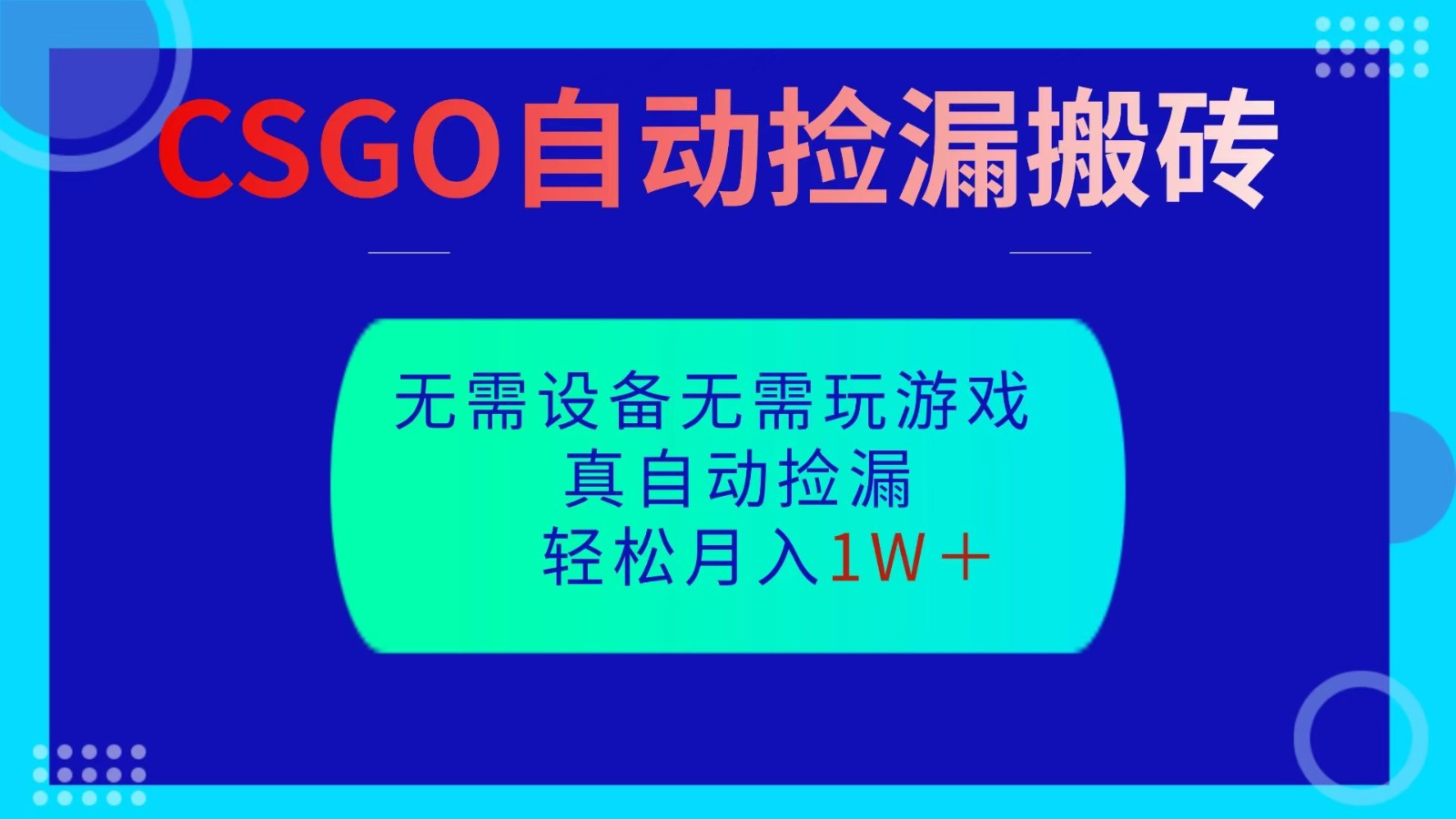 CSGO自动捡漏搬砖，当天操作当天见结果，无需了解游戏，包教包会包落地-jixi