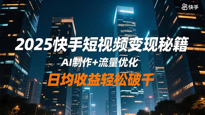 2025快手短视频变现秘籍，AI制作+流量优化，日均收益轻松破千-jixi