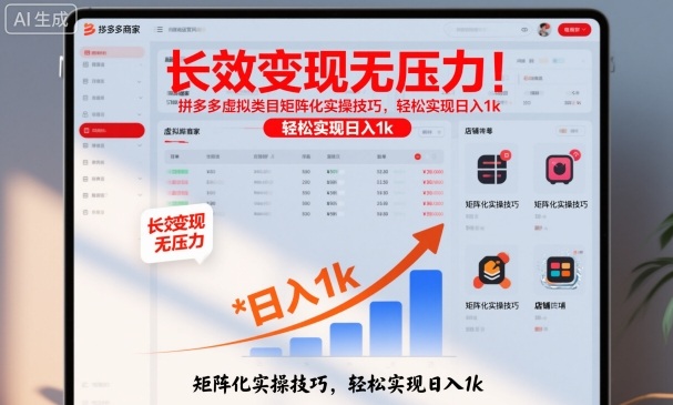 长效变现无压力！拼多多虚拟类目矩阵化实操技巧，轻松实现日入1k【揭秘】-jixi