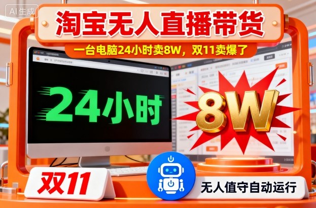 淘宝无人直播带货，一台电脑214小时卖8W，双11卖爆了【揭秘】-jixi
