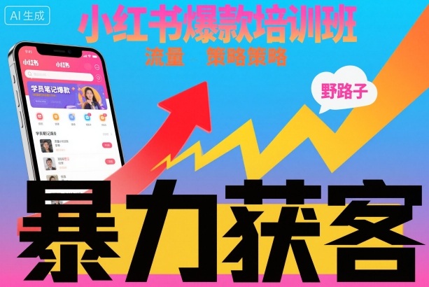 小红书爆款培训班，小红书获客野路子流量打法，暴力持续获客-jixi