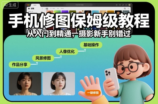 手机修图保姆级教程，从入门到精通，摄影新手别错过-jixi