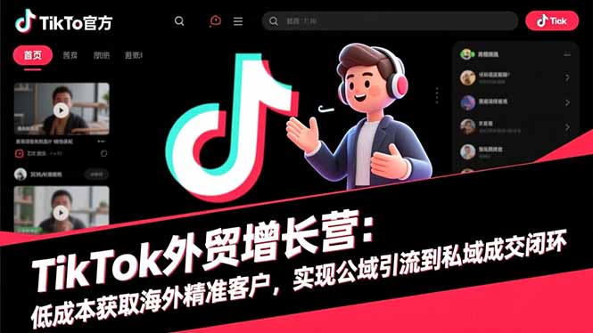 TikTok外贸增长营：低成本获取海外精准客户，实现公域引流到私域成交闭环-jixi