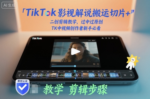 TikTok影视解说搬运切片+二创剪辑教学，过中过原创，TK中视频创作者新手必看-jixi