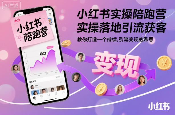 小红书实操陪跑营，实操落地引流获客，教你打造一个持续引流变现的账号-jixi