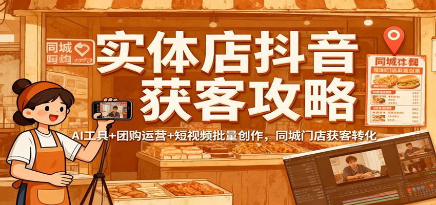 实体店抖音获客攻略：AI工具+团购运营+短视频批量创作，同城门店获客转化-jixi