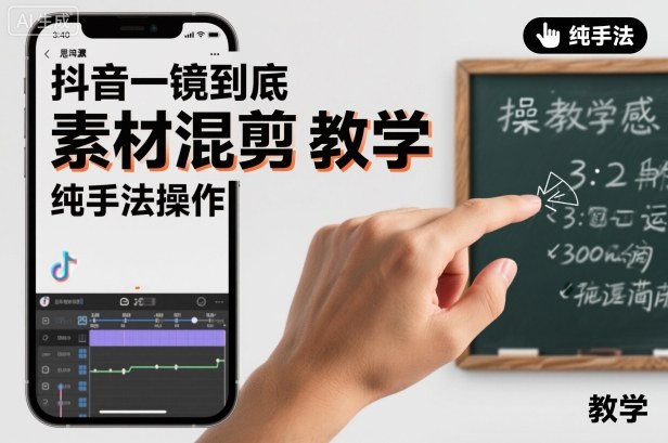 抖音一镜到底素材混剪教学，纯手法操作-jixi