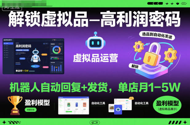 解锁虚拟品高利润密码：机器人自动回复+发货，单店月1-5W【揭秘】-jixi