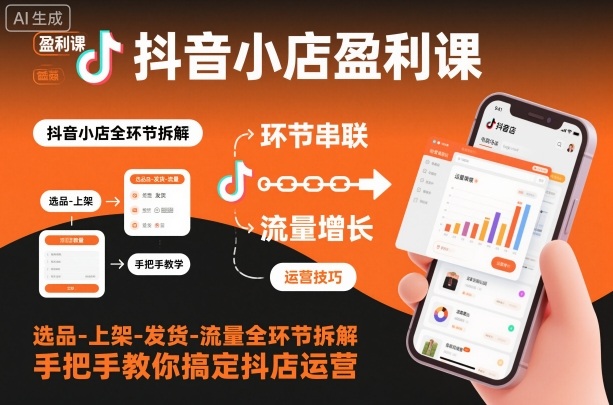 抖音小店盈利课-选品-上架-发货-流量全环节拆解，手把手教你搞定抖店运营-jixi