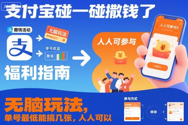 支付宝碰一碰撒钱了，无脑玩法，单号最低能搞几张，人人可以撸【揭秘】-jixi