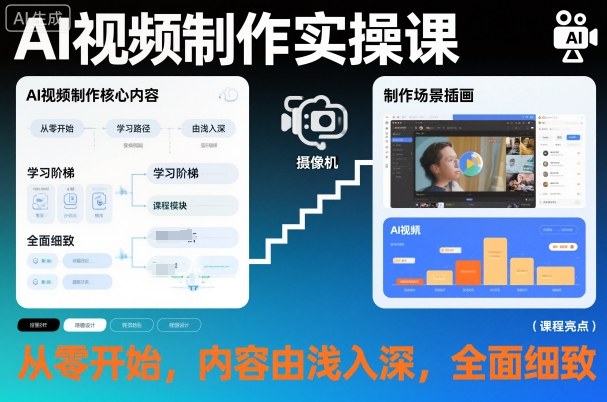 AI视频制作实操课，从零开始，内容由浅入深，全面细致-jixi