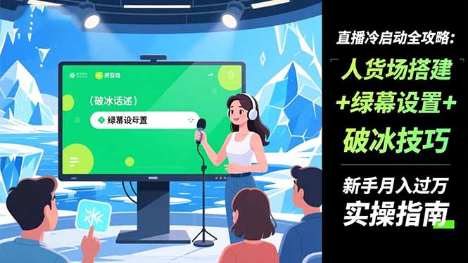 直播冷启动全攻略:人货场搭建+绿幕设置+破冰技巧，新手月入过万实操指南-jixi