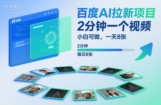 百度AI拉新项目，2分钟一个视频，小白可做，一天8张【附案例+保姆级教程】-jixi