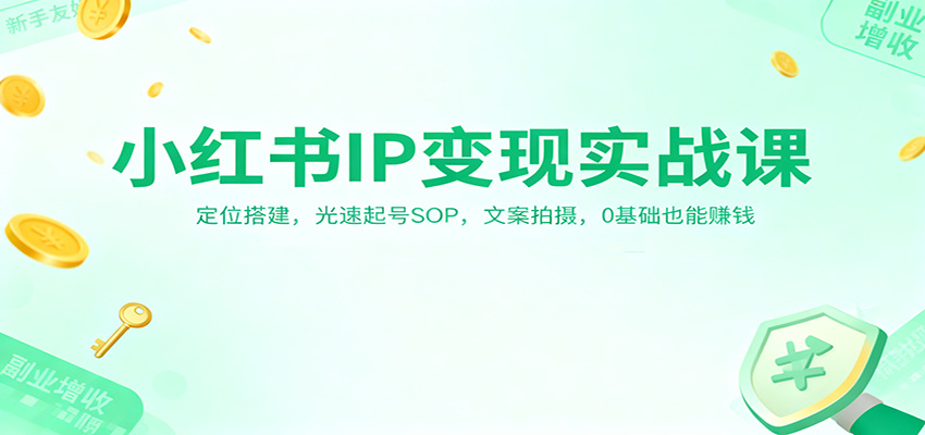 小红书IP变现实战课：定位搭建，光速起号SOP，文案拍摄，0基础也能赚钱-jixi