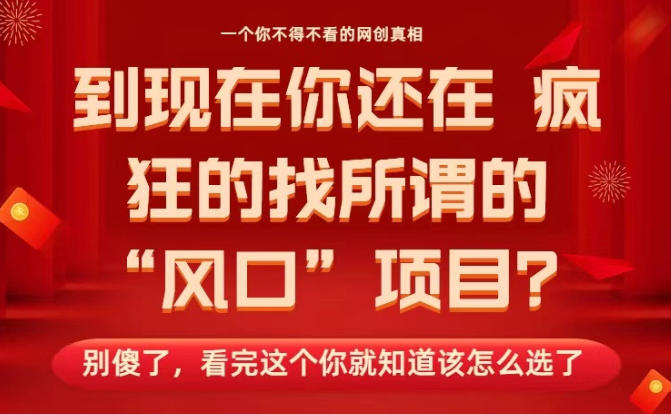 马上26年了，你还在找所谓的风口项目？别傻了，看完这个你全都懂了！【揭秘】-jixi