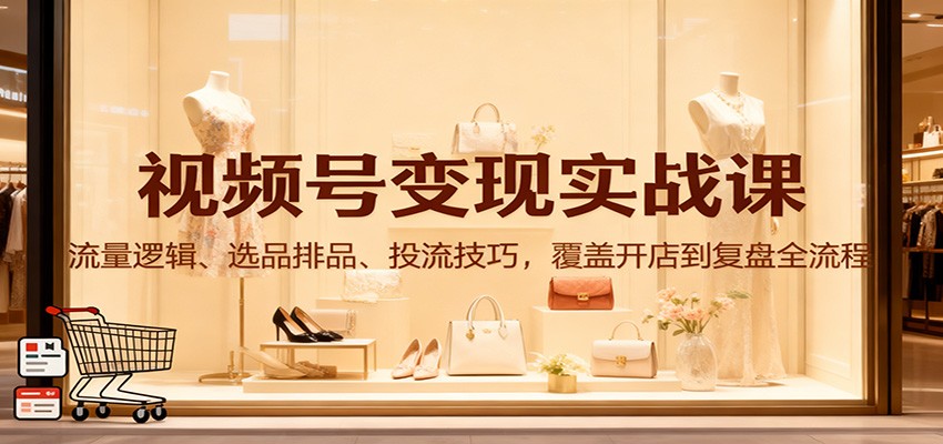视频号变现实战课：流量逻辑、选品排品、投流技巧，覆盖开店到复盘全流程-jixi