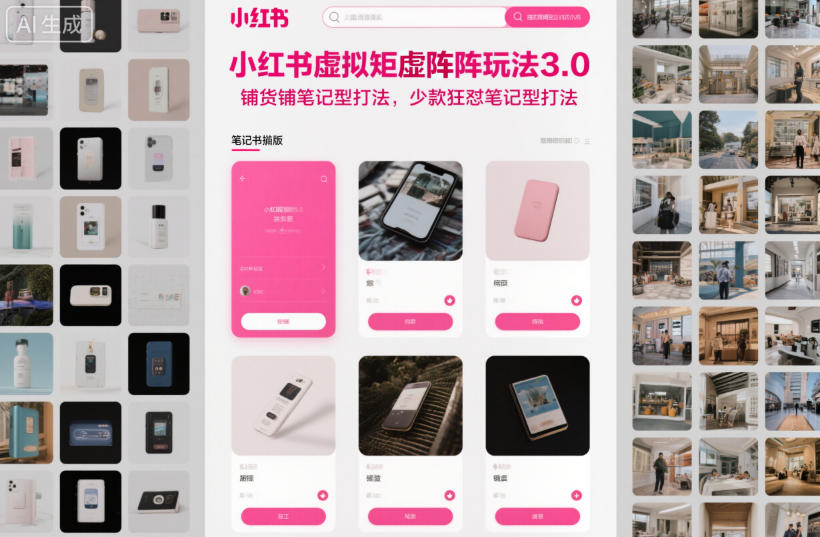 小红书虚拟矩阵玩法3.0，铺货铺笔记型打法，少款狂怼笔记型打法-jixi